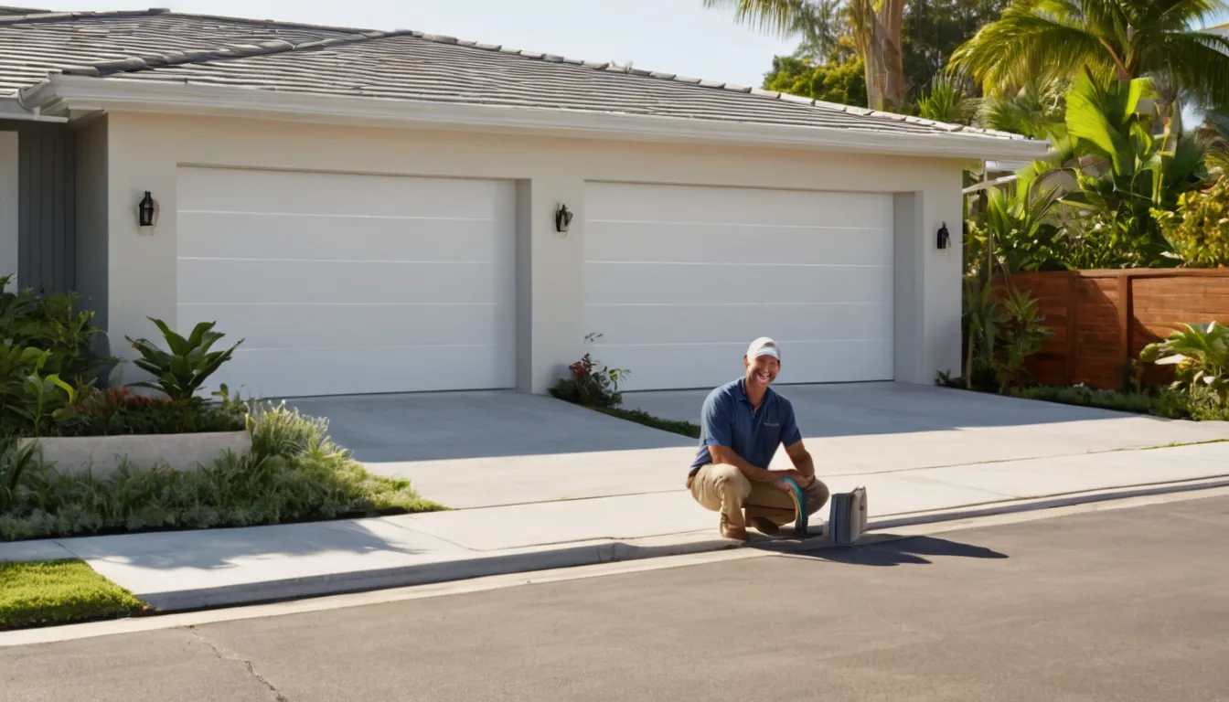 Garage door provider inspecting the track of a home garage door in Doral