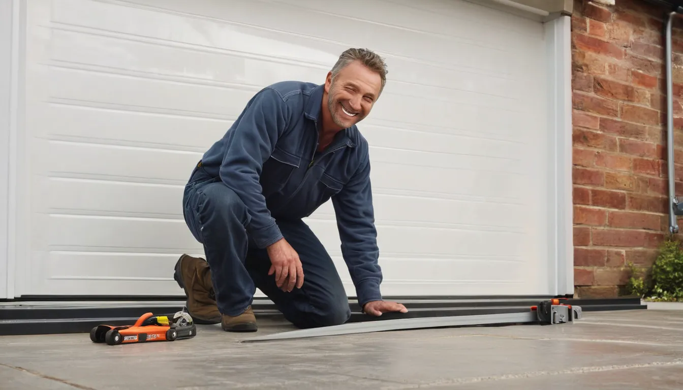 Provider checking garage door track alignment in the Doral area
